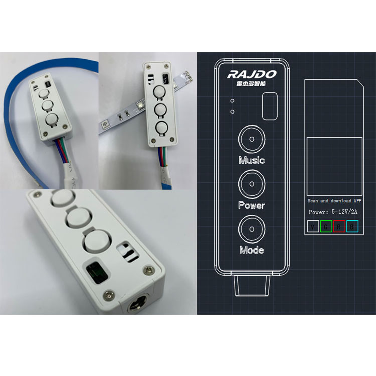 RGB 东莞智能七彩控制器 BLE智能蓝牙幻彩灯方案 智能蓝牙5.1照明灯控方案 跑马灯串解决方案