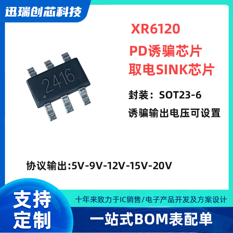 XR6120 东莞PD诱骗芯片 取电sink芯片