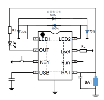 带有四段电量指示的手东莞电筒照明控制专用芯片，CR68001参数资料
