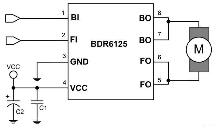 3.0V-18.0V大功率直流电机驱动芯片BDR6125,东莞双向电机驱动IC 持续电流 4.50A，峰值 7.5A