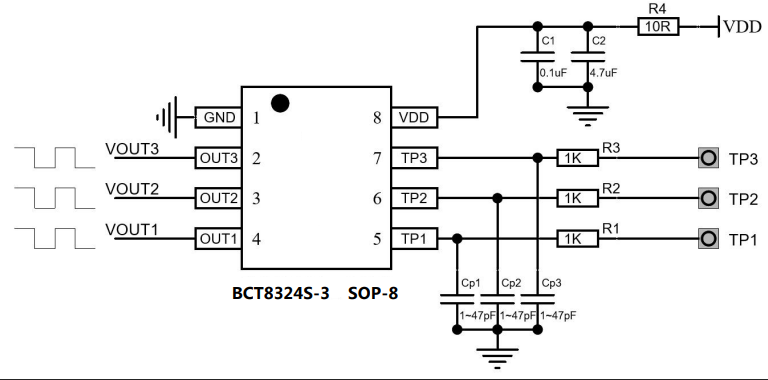 电容式两或三通道触摸检测芯片 东莞BCT8324S-2/3